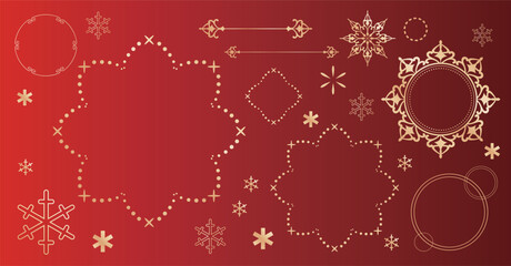 クリスマスのフレームデザインセット