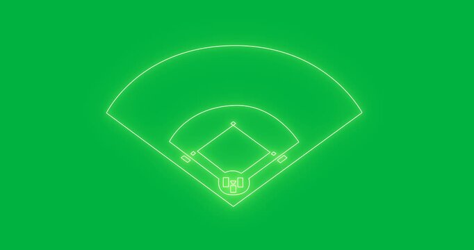 Animation of baseball field on green neon background