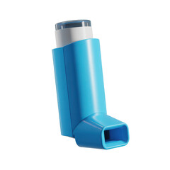 3d blue asthma inhaler tool on transparent background