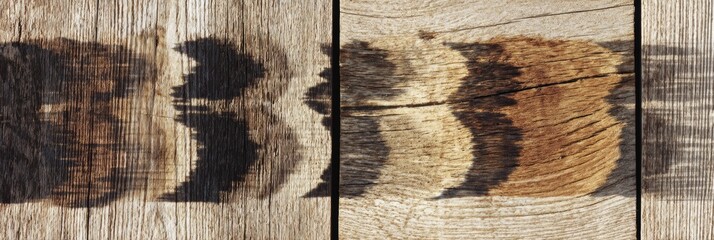 Creative Patterns on Wood Surface Showcase Light and Shadow Play During Golden Hour in a Rustic Setting