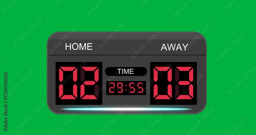 Wall mural animation of scoreboard displaying red digital numbers on black background