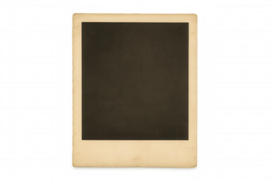 Blank instant film frame with vintage aesthetic, an empty placeholder developing a memory, transparent background