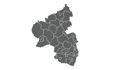 Rhineland-Palatinate germany map isolated on white background for website layouts,background,education, precise,customizable,Travel worldwide,map silhouette backdrop,earth geography, political.