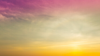 Enjoy panoramic views of the skyline . Sunset in the evening sky with colorful clouds and beautiful cloud patterns Amidst the soft golden light	
