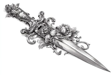 Artistry in Pencil: A Floral Dagger Design