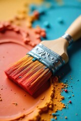 Fototapeta premium Close-up of Ornate Paintbrush Ready for Artistic DIY Home Decor Project