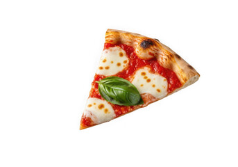 Slice of margherita pizza isolated on transparent background, italian food
