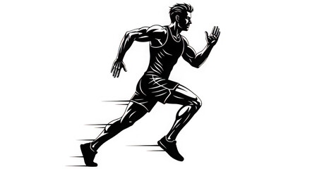 Silhouette of a running man isolated on transparent background in vector