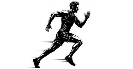 Silhouette of a running man isolated on transparent background in vector