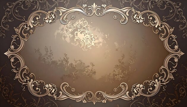Ornate gold frame on a brown background - Powered by Adobe