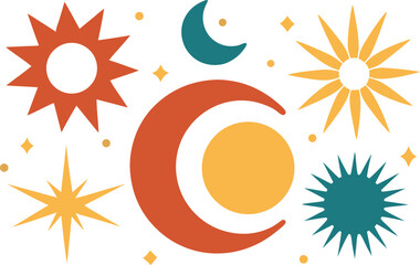 Celestial bundle 100 sun and moon vector designs eps scalable illustration icons