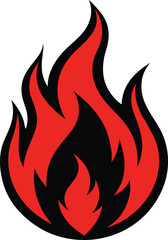 Fire flame. Black and red fiery flames. Vector scalable design graphics