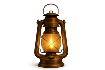 Vintage oil lantern glowing with warm flame