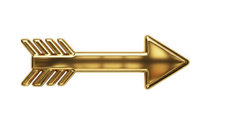 Golden arrow pointing to the right isolated on transparent background