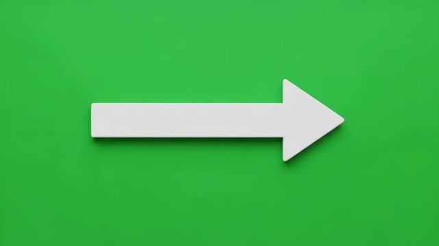 A white arrow points right against a vibrant green background, creating a simple yet eyecatching visual element for direction and guidance
