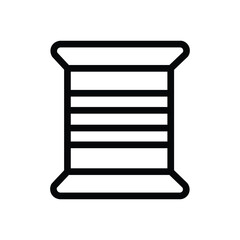 Spool of thread line icon, sewing and tailoring material symbol, simple outline style on white background.