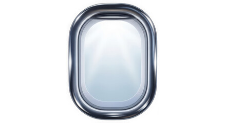 Airplane window isolated on transparent background, providing a view of the sky
