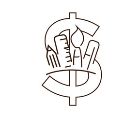 Line Art of Arts and Crafts Dollar Sign
