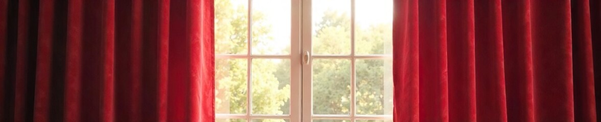 Elegantly Draped Velvet Curtains Soft Sunlight Illuminates a Bright Room, Perfect for Interior Design Inspiration