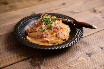 明太子のトマト豆乳クリームパスタ