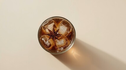 a glass of iced tea with star anise garnish