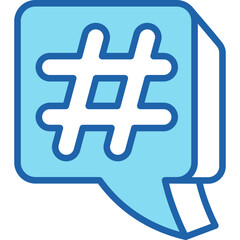 Lineal Color Blue Hashtag Chat Icon - Outline Social Media Bubble Tag Vector