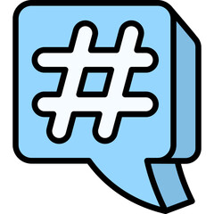 Lineal Color Hashtag Chat Icon - Flat Outline Social Media Tag in Message Bubble