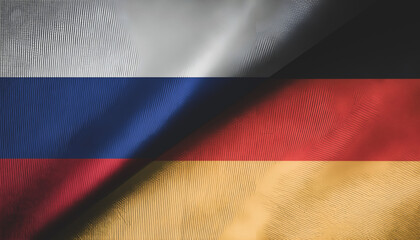 Germany and Russia  flag. concept of trade and relations between Russia and Germany
