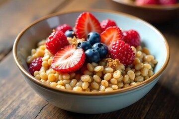 Delicious Barley Breakfast Cereal with Berries and Honey - A Healthy and Satisfying Start to Your Day