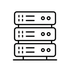 vector icon of a stylized of a server rack on white background.