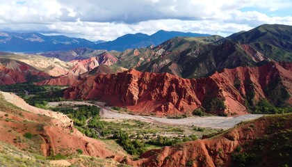 Naklejka premium Colorful mountain valley panorama