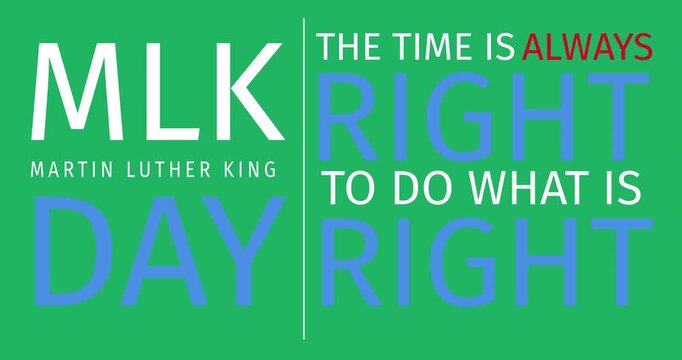 Digital animation of martin luther king day text banner against blue background