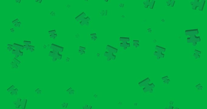 Green digital animation icon celebrates National Puzzle Day on a black background.