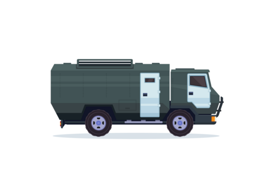Olive Green Armored Truck Pixel Art Isolated on Transparent Background