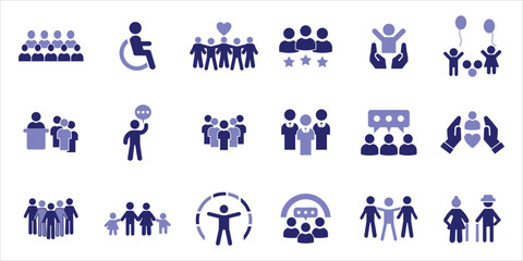 Fototapeta premium people icons set. human, family, community, population, senior and more. simple colored vector
