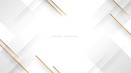 White abstract background with golden geometric diagonal lines