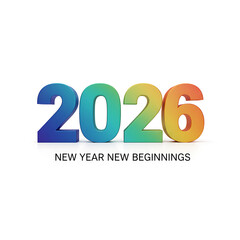 Colorful 2026 new year new beginnings text design