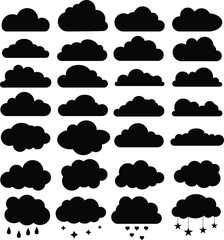 Collection of black cloud shape vectors