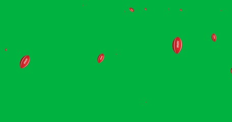 Multiple japan rugby ball icons falling against copy space on transparent background - Powered by Adobe