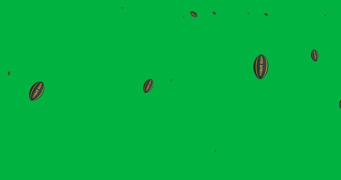 Multiple south africa rugby ball icons falling against copy space on transparent background