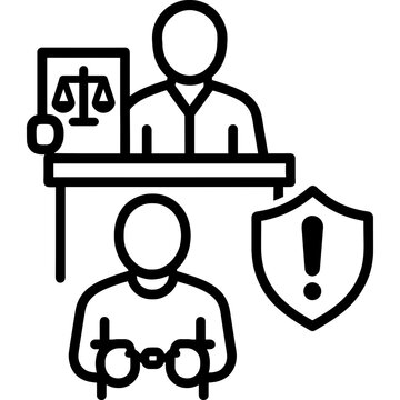 Arraignment charges read in court outline icon vector