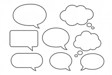 Speech bubbles and thought clouds communicating ideas, dialogue, and comic book conversation concepts