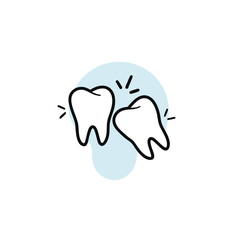 Wisdom tooth. The tooth is growing at an angle, under the surface, linear icon. Malocclusion. Wisdom tooth problem. Contour symbol. Vector isolated outline drawing.

