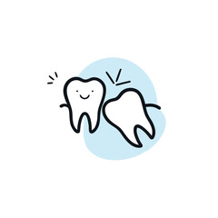Wisdom tooth. The tooth is growing at an angle, under the surface, linear icon. Malocclusion. Wisdom tooth problem. Contour symbol. Vector isolated outline drawing.

