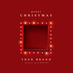 Christmas sale banner template with red box and copy space for product display