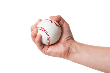 野球ボールを持つ手