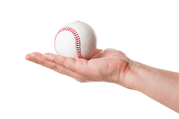 野球ボールを持つ手