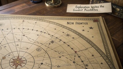 Vintage celestial chart revealing constellations and a new frontier