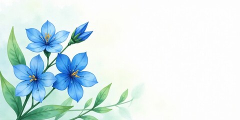 Obraz premium Serene Blue Flowers on a Soft Watercolor Background, Perfect for Invitations, Greeting Cards, or Decorative Prints