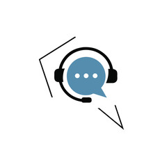Customer support. Support Icon can be used for company, logo, and others.Headphones with microphone with speech bubble chat icon, Customer consultation service online.

